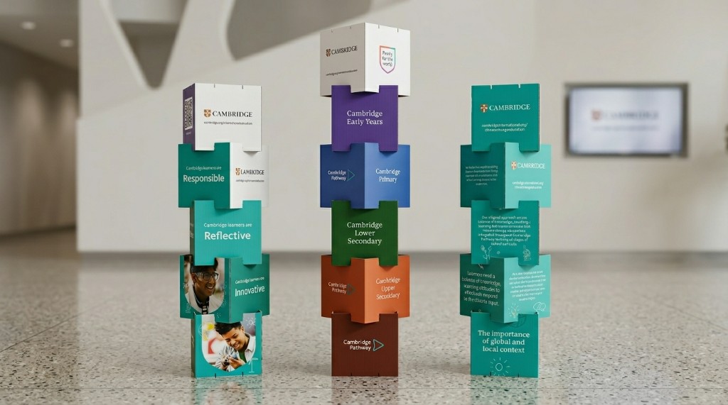 Cambridge University Press stacker cube display towers