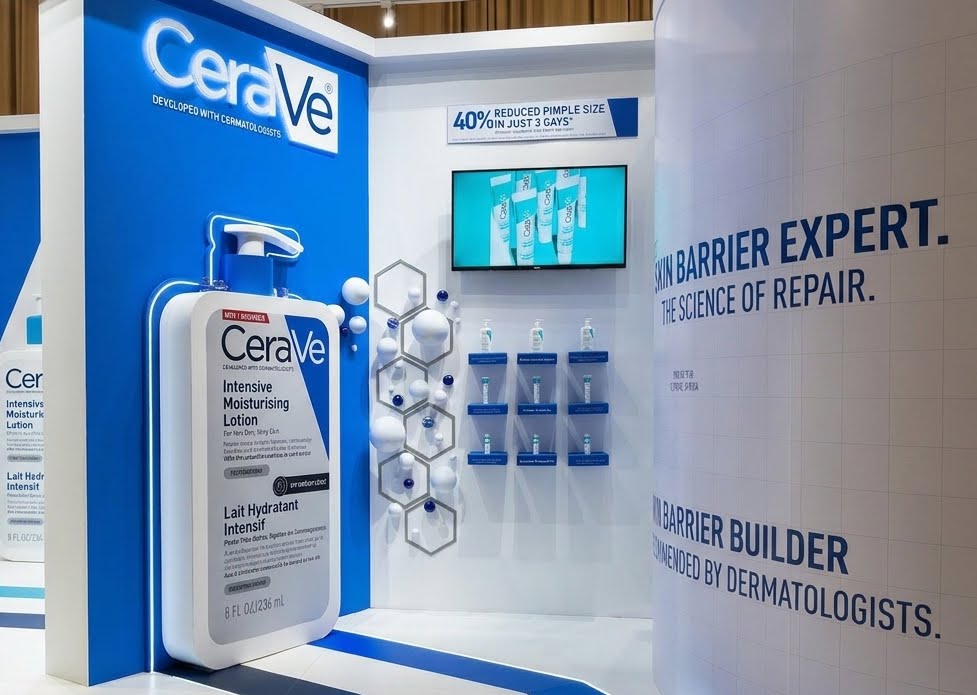 CeraVe trade show structural installation with giant product replica