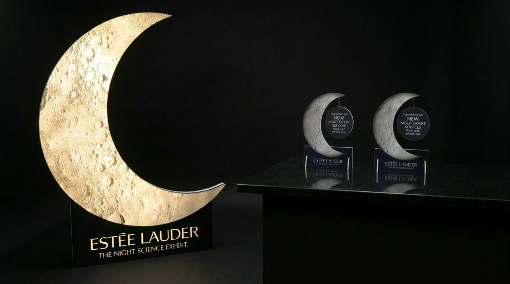 Estée Lauder Night Science custom fabricated standee